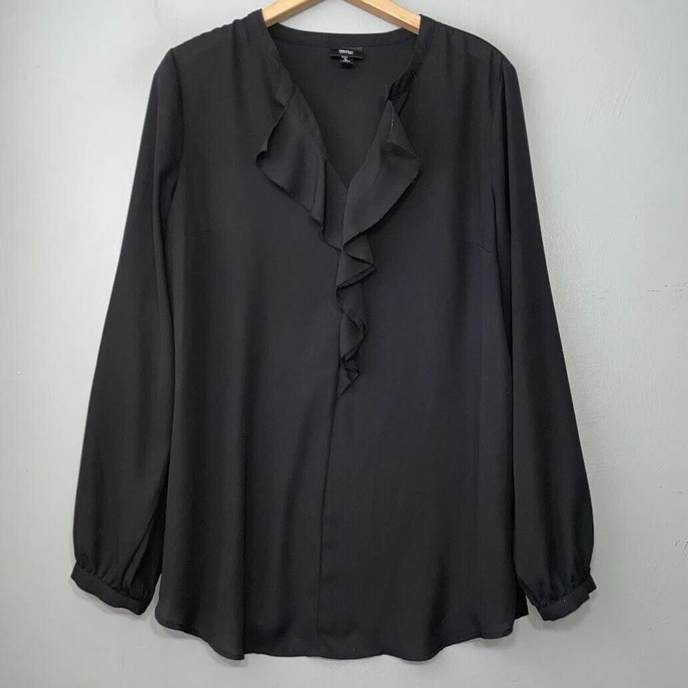 Mossimo Top Size Large Black Semi Sheer Ruffled Fairy Dark Romantic Whimsigoth